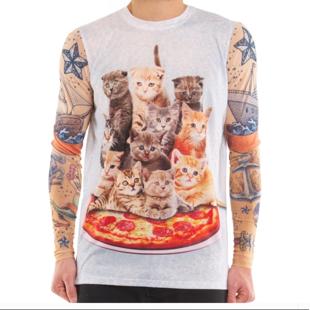 🆕Faux Real Men's Cat Tank w/Tattoo Sleeve Small